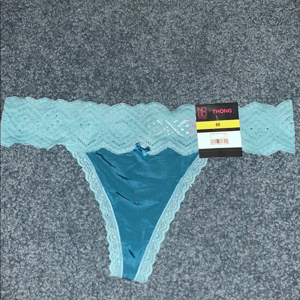 Blue lace thong